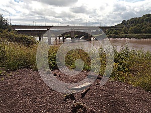 M4 motorway bridge over the river usk