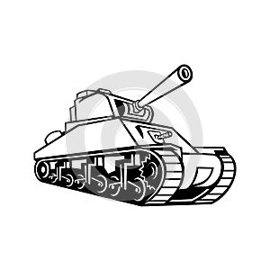 M4 Sherman Medium Tank Mascot Black and White