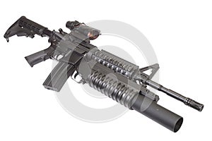 An M4A1 carbine equipped with an M203 grenade launcher