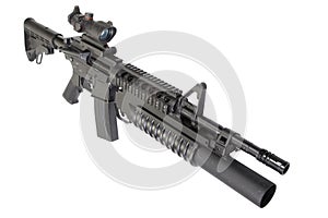 An M4A1 carbine equipped with an M203 grenade launcher