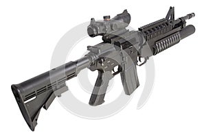 An M4A1 carbine equipped with an M203 grenade launcher
