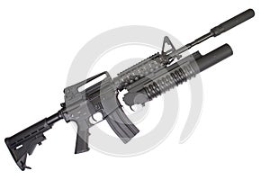 M4A1 carbine with silencer equipped with an M203 grenade launcher