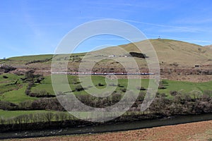 M6, train, River Lune in Lune Gorge Cumbria