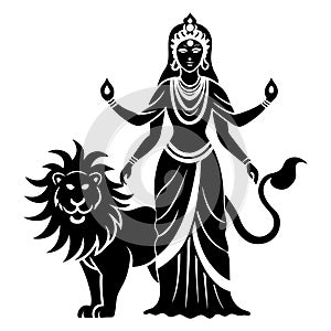 Ma Durga silhouette vector 13 photo