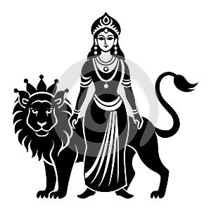 Ma Durga silhouette vector 10 photo