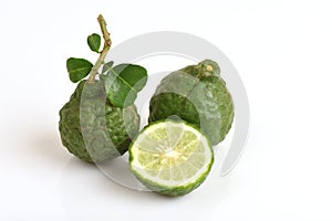 Ma-krut (Thai name) or Kaffir lime or leech lime or Mauritius Papeda or Bergamot.