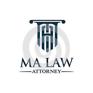 MA lettering attorney pillar ma law simbol design exclusive inspiration