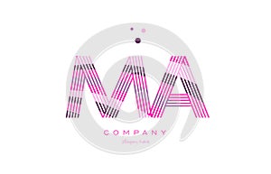 ma m a alphabet letter logo pink purple line icon template vector