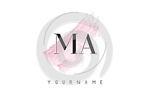 MA M A Watercolor Letter Logo Design with Circular Brush Pattern