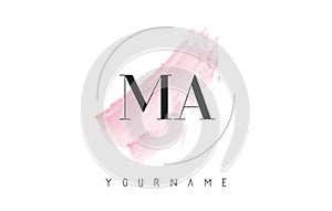 MA M A Watercolor Letter Logo Design with Circular Brush Pattern photo
