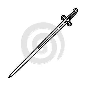 Ma thur al-Fijar Prophet Muhammad historical sword Icon. Doodle Hand Drawn or Outline Icon Style photo