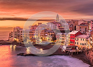 Maa Beach in Bogliasco, Genoa, Italy skyline on the Mediterranean Sea