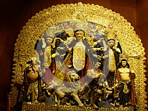 Maa durga in a pandal photo