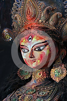 Maa Durga Sculpture. Durga puja festival in Kolkata, West Bengal, India