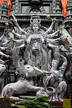 Maa Durga Sculpture. Durga puja festival in Kolkata, West Bengal, India