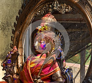 Maa kamakhya devi idol during Holi festival .