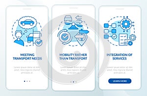 MaaS concept components blue onboarding mobile app screen