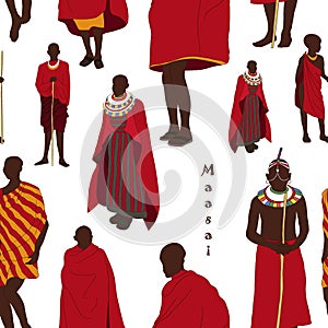 Maasai couple african people pattern