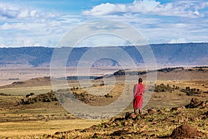 Maasai Tribe Man Looking Over Land