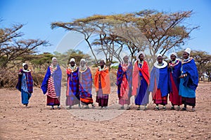 Maasai women in their village in Tanzania, Africa