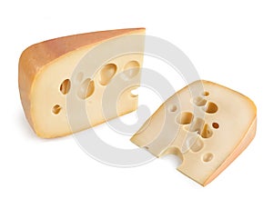 Maasdam Cheese Isolated on White Background