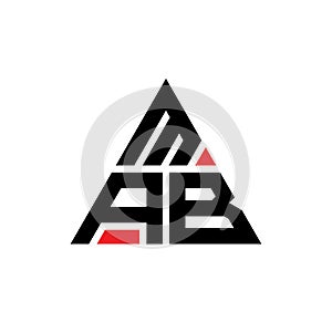 MAB triangle letter logo design with triangle shape. MAB triangle logo design monogram. MAB triangle vector logo template with red