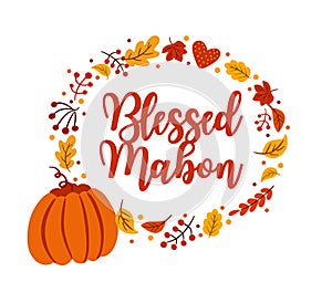 Mabon autumn greeting card, poster. vector illustration eps10 photo