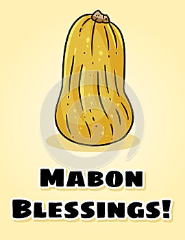 Mabon Blessings fall pagan holiday pumpkin postcard. Autumn harvest celebration greetings flyer photo
