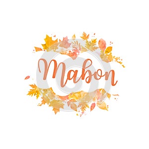 Mabon watercolor autumn greeting card. vector illustration photo
