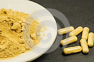 Maca, powder and capsules