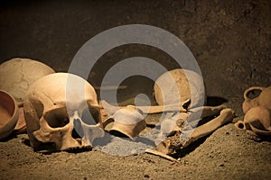 Macabre archaeological scene