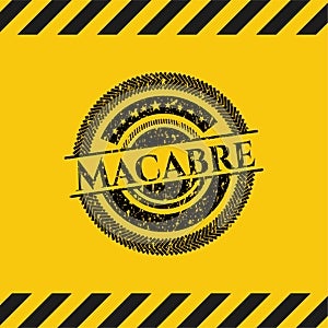 Macabre black grunge emblem, yellow warning sign. Vector Illustration. Detailed.  EPS10 photo