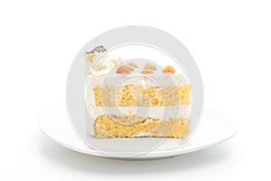 macadamia cake on white background