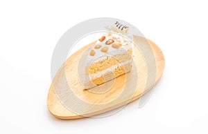 macadamia cake on white background