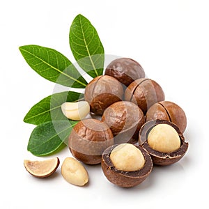 Macadamia Nuts with Leaves Rendering