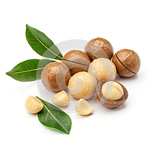 Macadamia Nuts with Leaves Rendering