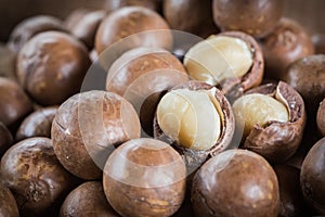 Macadamia nuts with shells