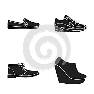 Macadoles on the sole, sneakers with laces, men s shoes at the outfits, women s low shoes on a high platform. Shoes set