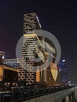 Macao China Casino Hotels Macau Taipa MGM Cotai Grand Hotel Jewelry Box Structure Night Landscape Architectural Lighting