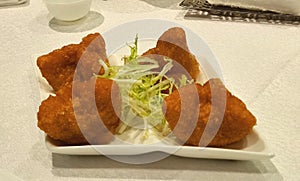 Macao China Macau Chalou Fried Peanut Mochi Cantonese Cuisine Restaurant Chinese Food Chiu Chow Dim Sum Cuisine Style Yum Cha