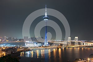 Macao Tower and Sai Van Bridge at Night Macau