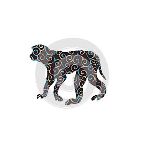 Macaque monkey primate spiral pattern color silhouette animal