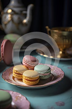 macaron colorful pastel bakery food shot background sweet pastry