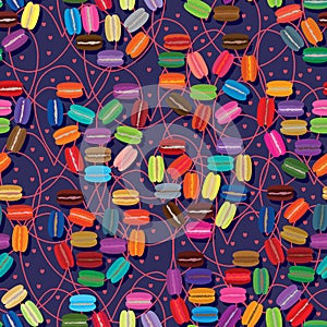 Macaron love background seamless pattern