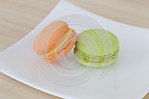 Macaron , Macaroon on wooden background.