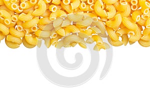 Macaroni angle pasta on white background