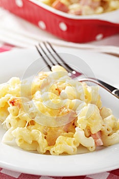 Macaroni and cheese with ham