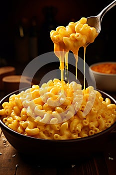 macaroni and cheese in a plate. Selective focus.