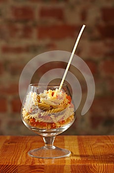 Macaroni in cognac glass