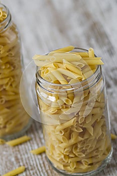 Macaroni in glass jars